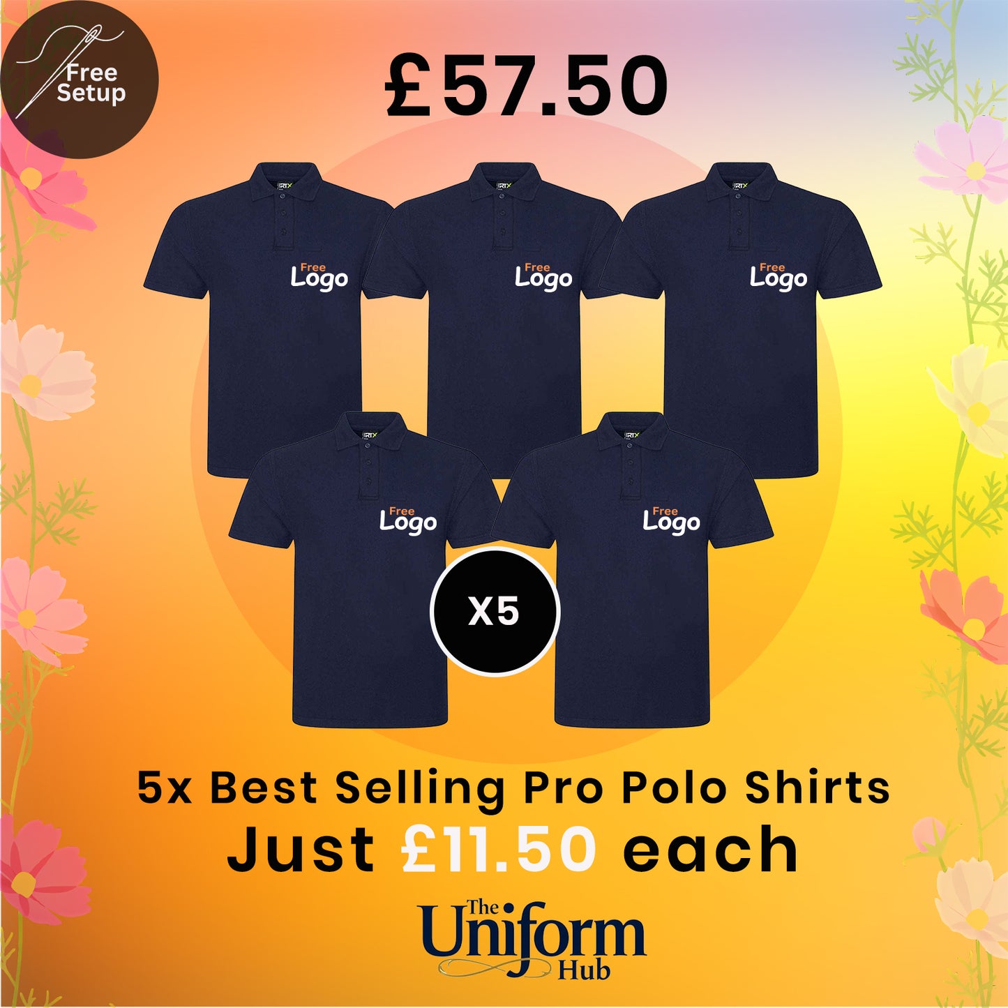 Spring Deals - Bestselling Pro Polo Shirts x5