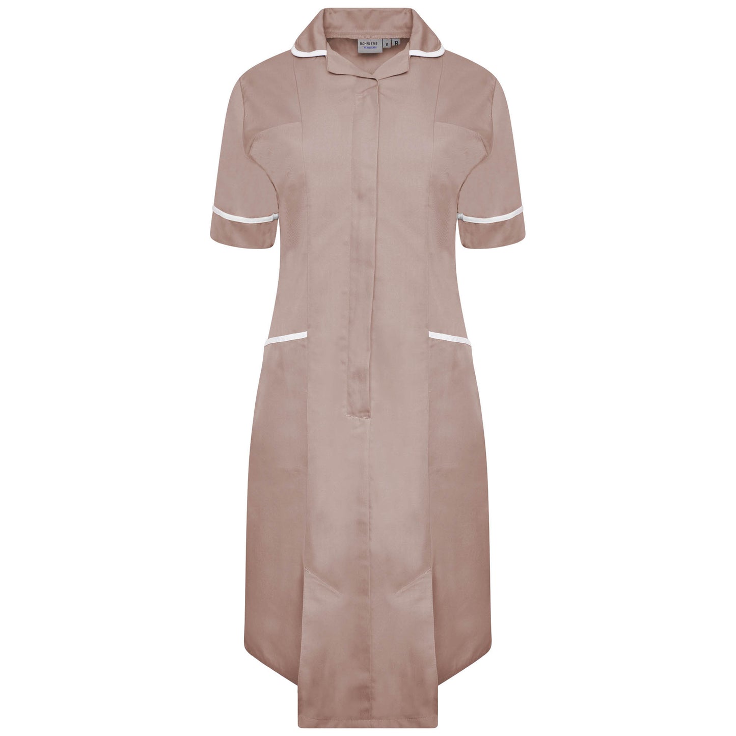 Ladies Dress with Round Collar - Biscuit/White Trim - 12 - Tall