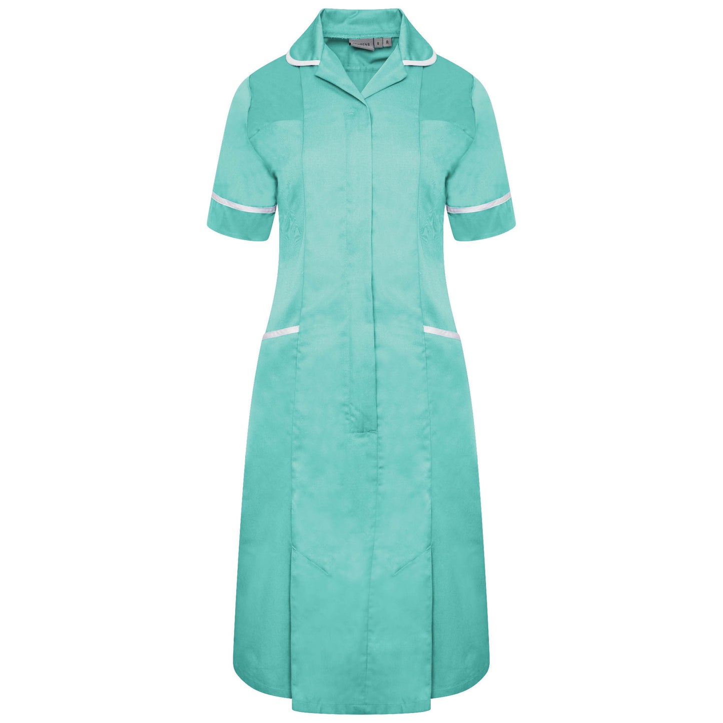 Ladies Dress with Round Collar - Eau de Nil/White Trim - 10 - Short