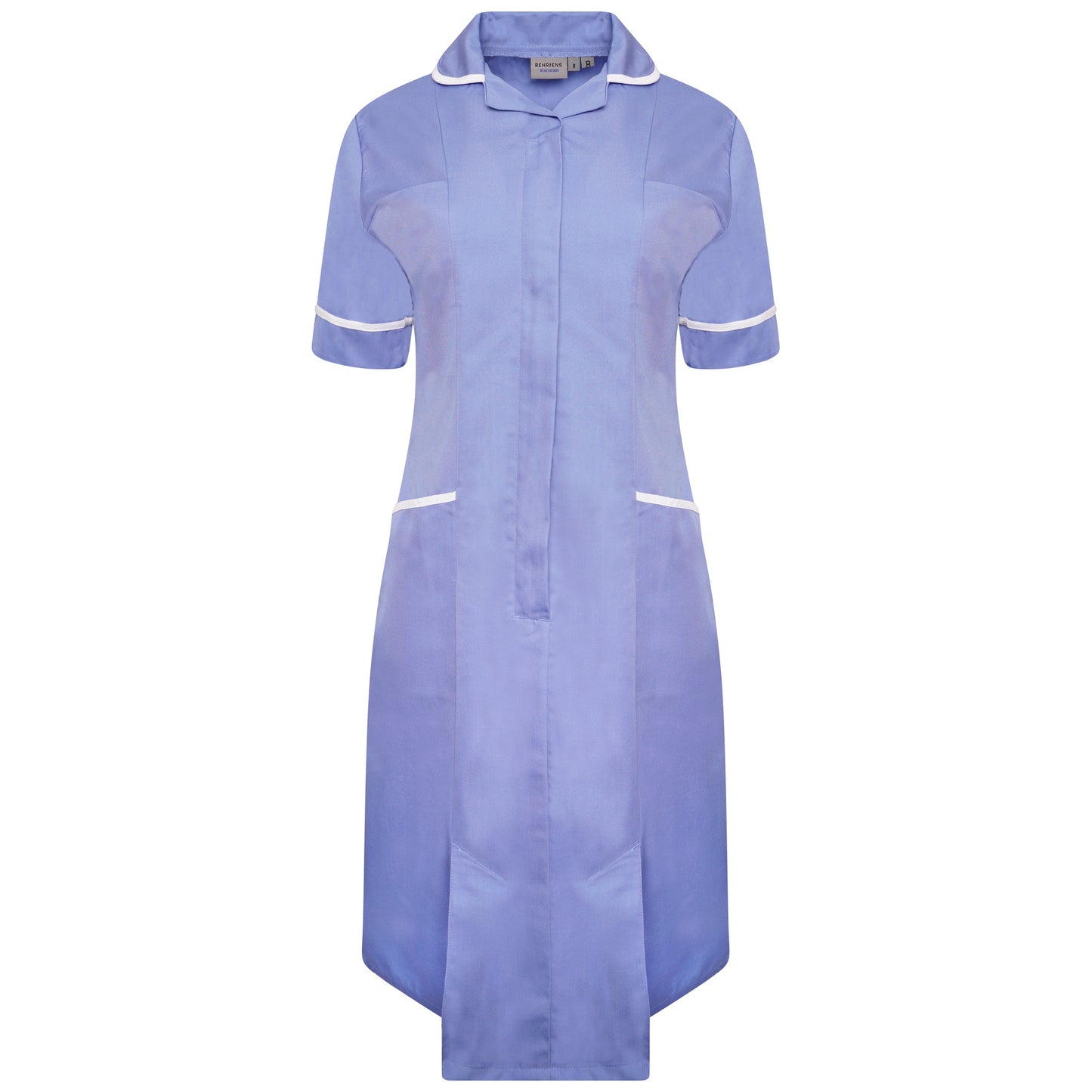 Ladies Dress with Round Collar - Metro Blue/White Trim - 16 - Short