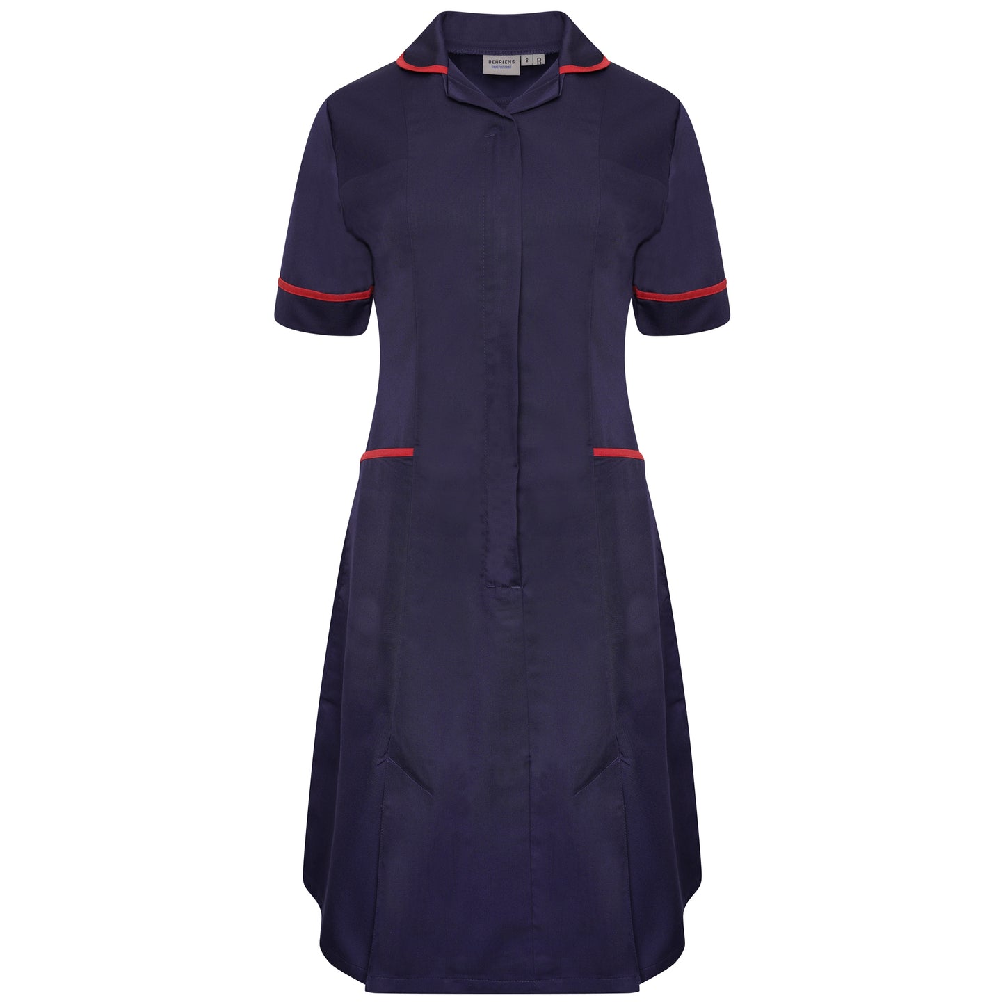 Ladies Dress with Round Collar - Navy/Red Trim - 10 - Regular