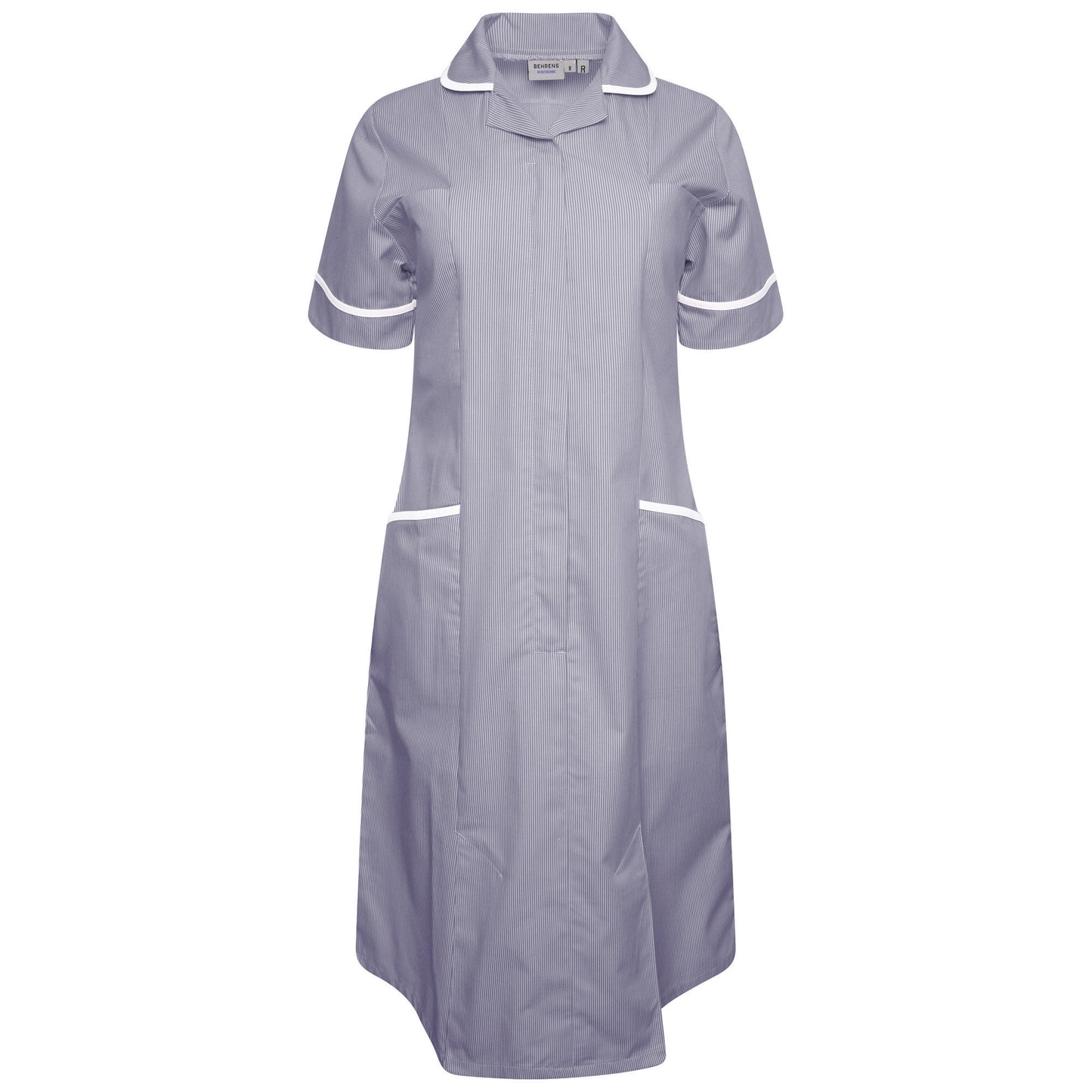 Ladies Dress. Colour: Navy/White Stripe/White Trim. Size: 4R. 65% Poly 35% Cotton