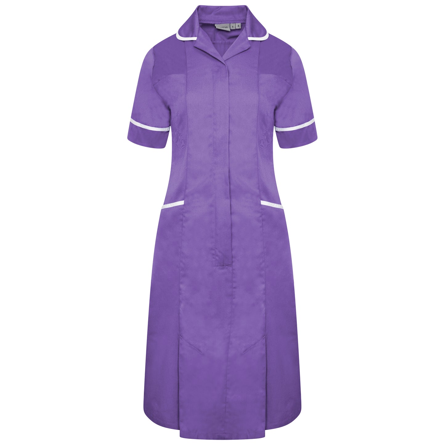 Ladies Dress with Round Collar - Purple/White Trim - 6 - Tall