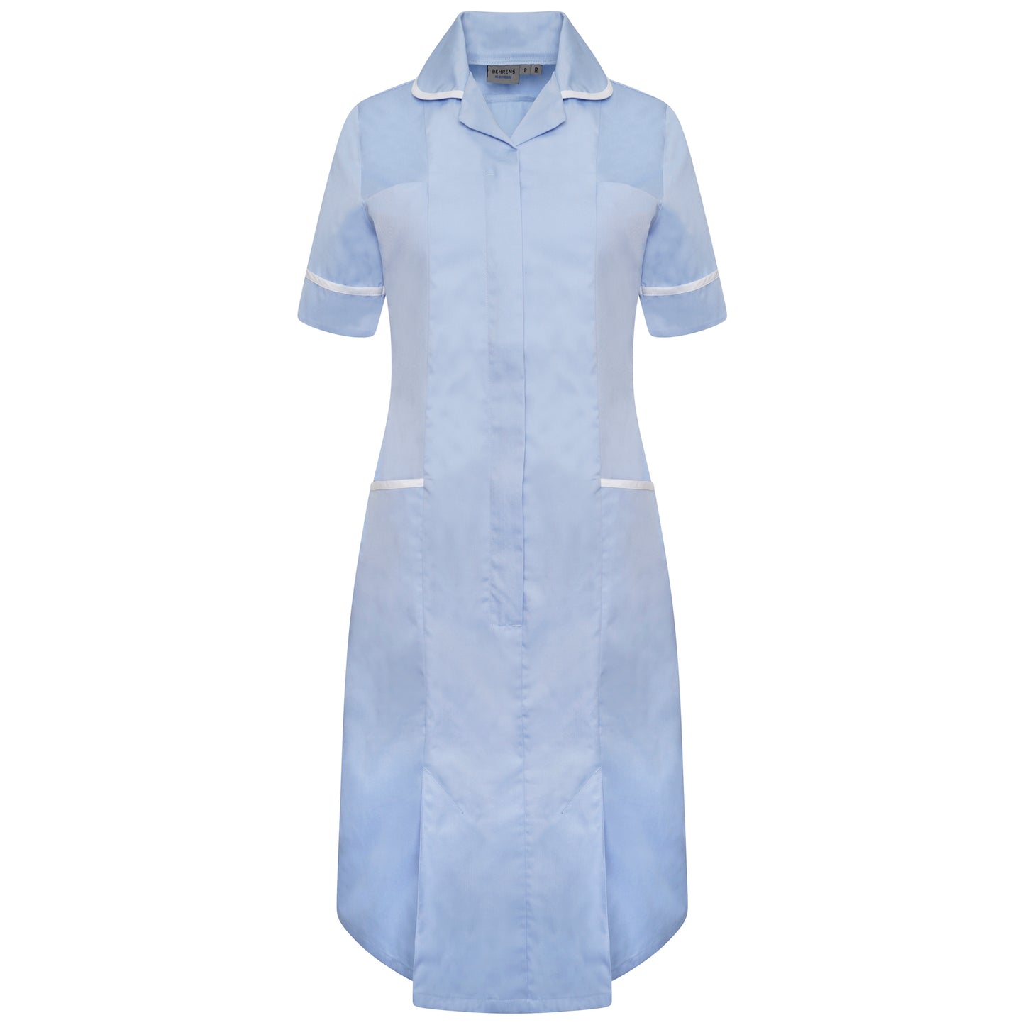 Ladies Dress with Round Collar - Sky/White Trim - 8 - Short