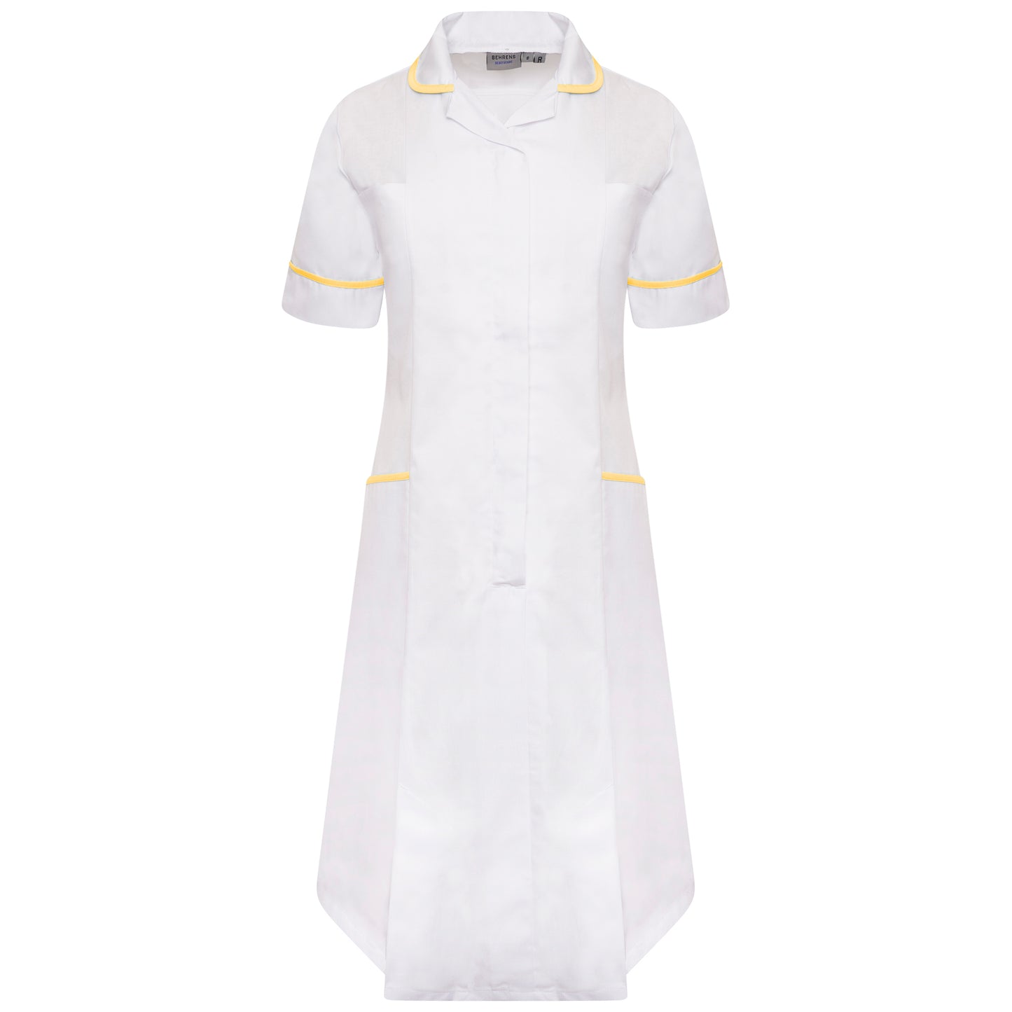 Ladies Dress with Round Collar - White/Yellow Trim - 24 - Regular