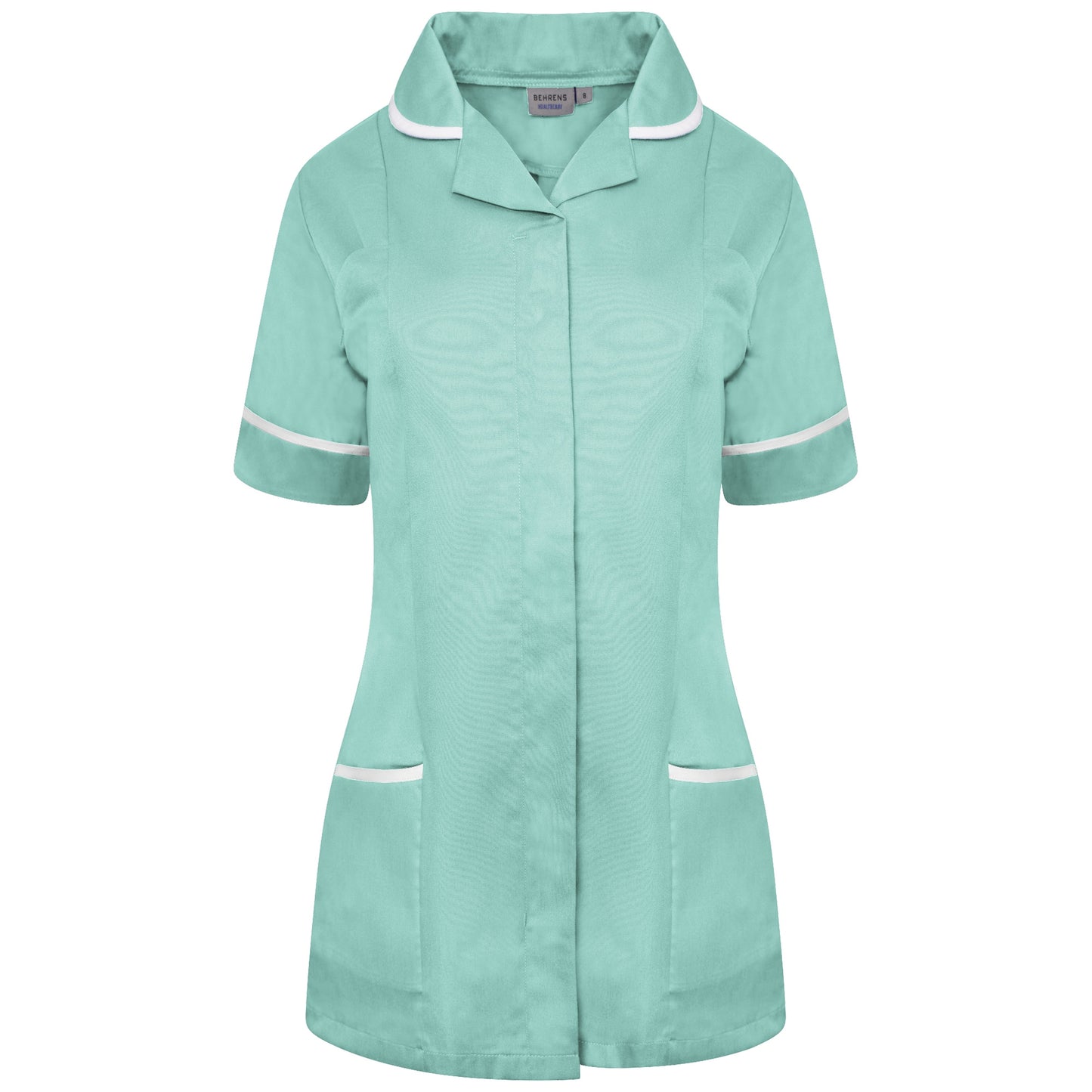 Ladies Tunic with Round Collar - Eau de Nil/White Trim - 6