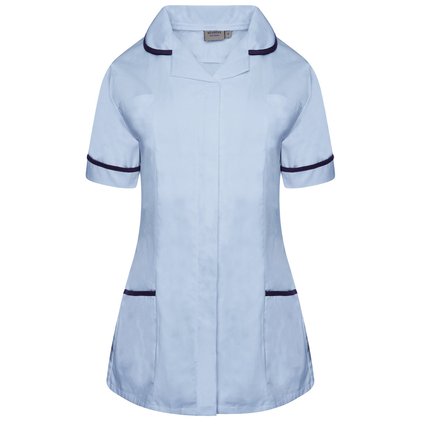 Ladies Tunic with Round Collar - Sky/Navy Trim - 10