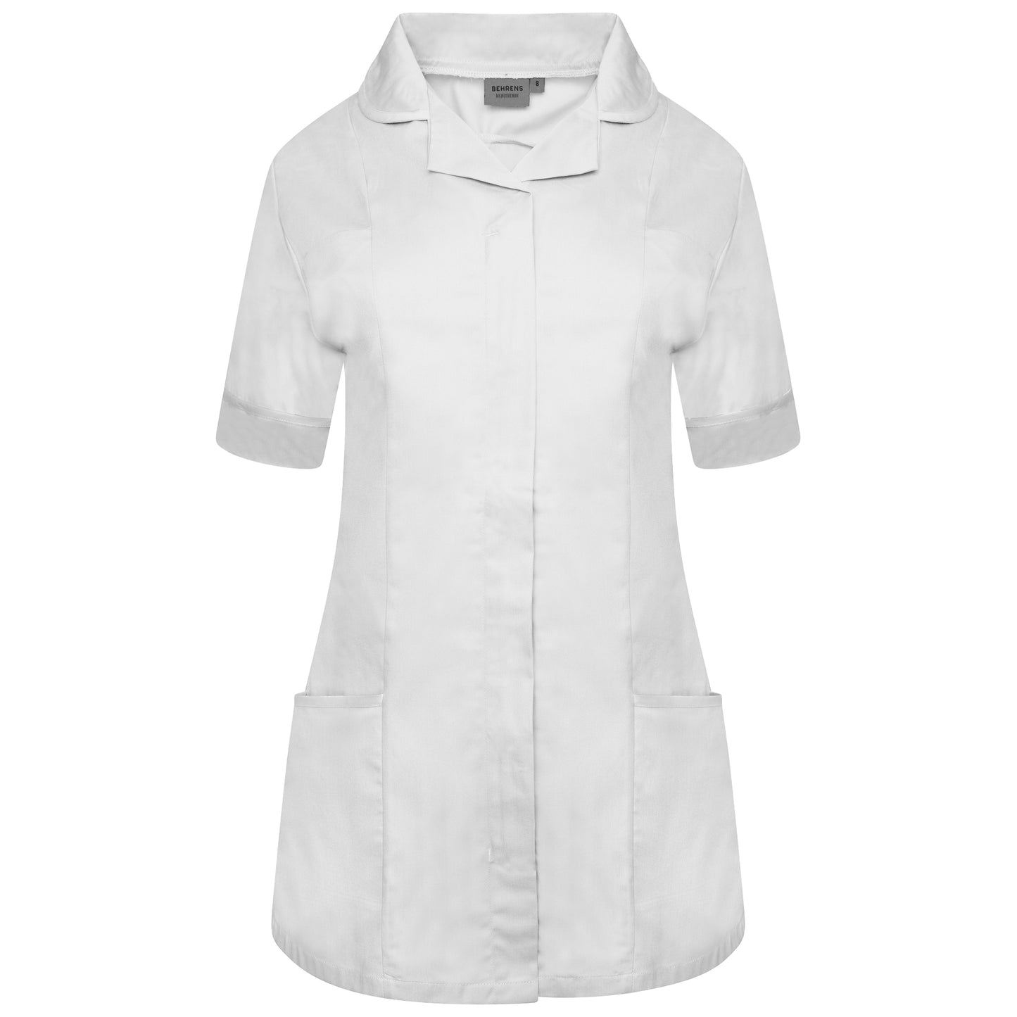 Ladies Tunic with Round Collar - White/White Trim - 8