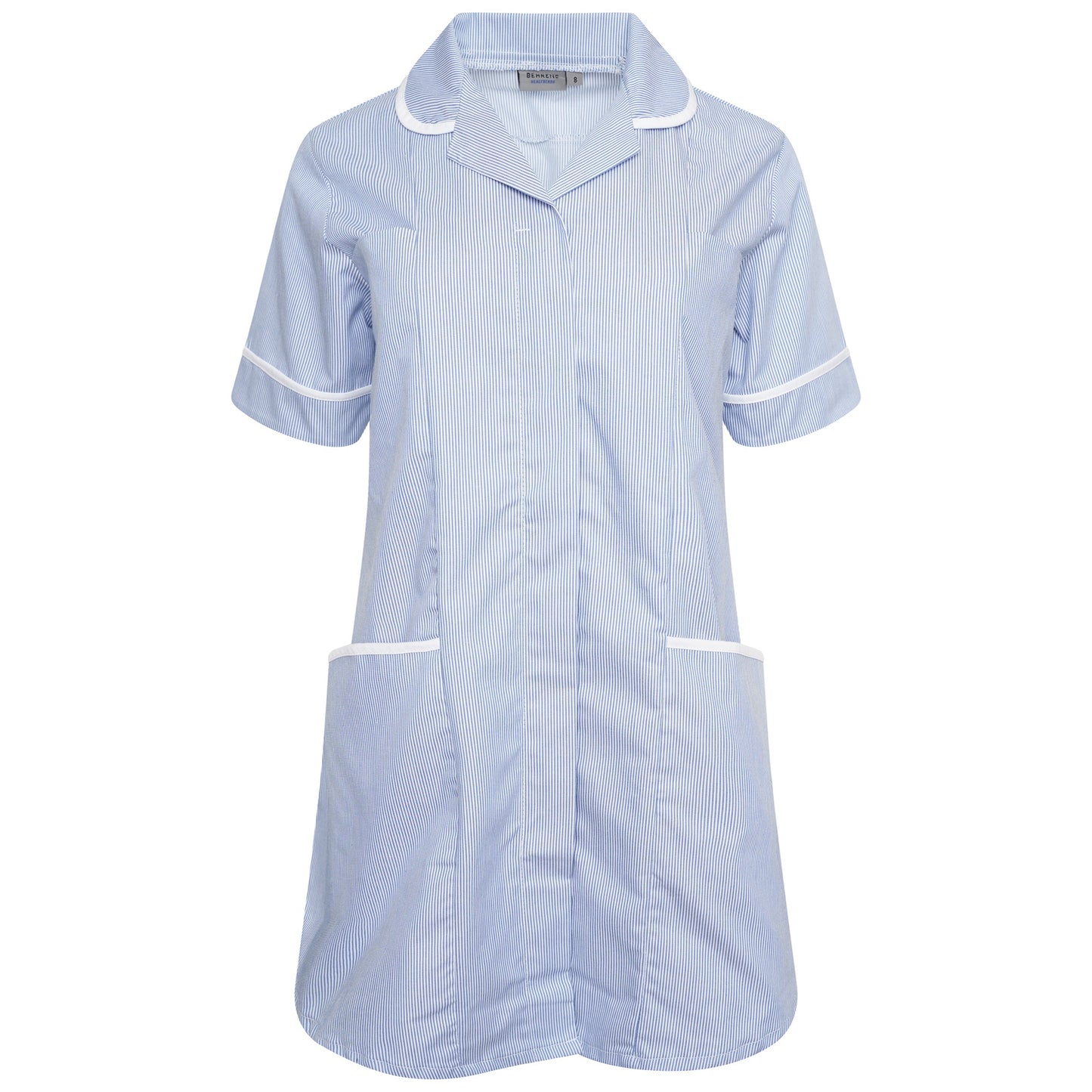 Ladies Materity Tunic - Blue/White Stripe/White Trim - 28