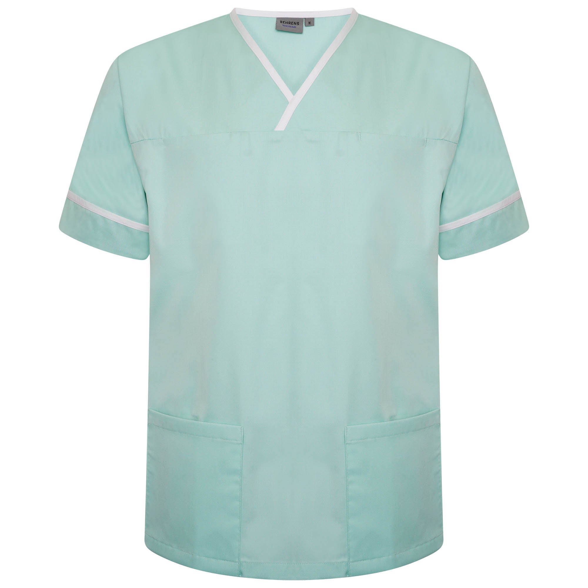 Contrast Trim Smart Scrub Top - Eau de Nil/White Trim - 3XL