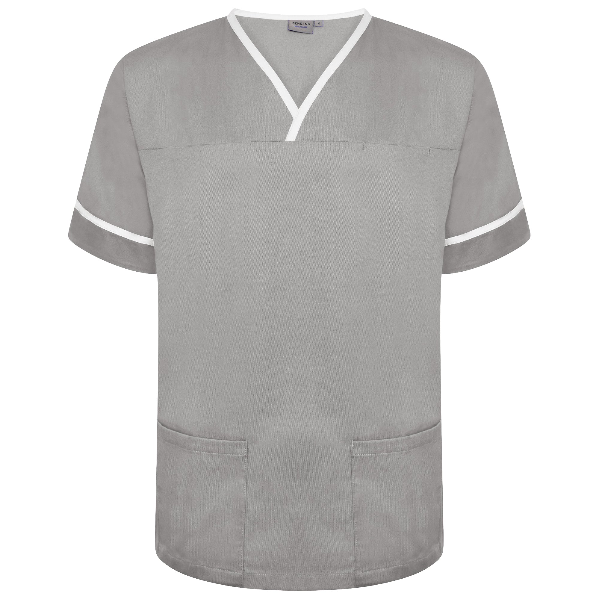 Contrast Trim Smart Scrub Top - Grey/White Trim - 3XL