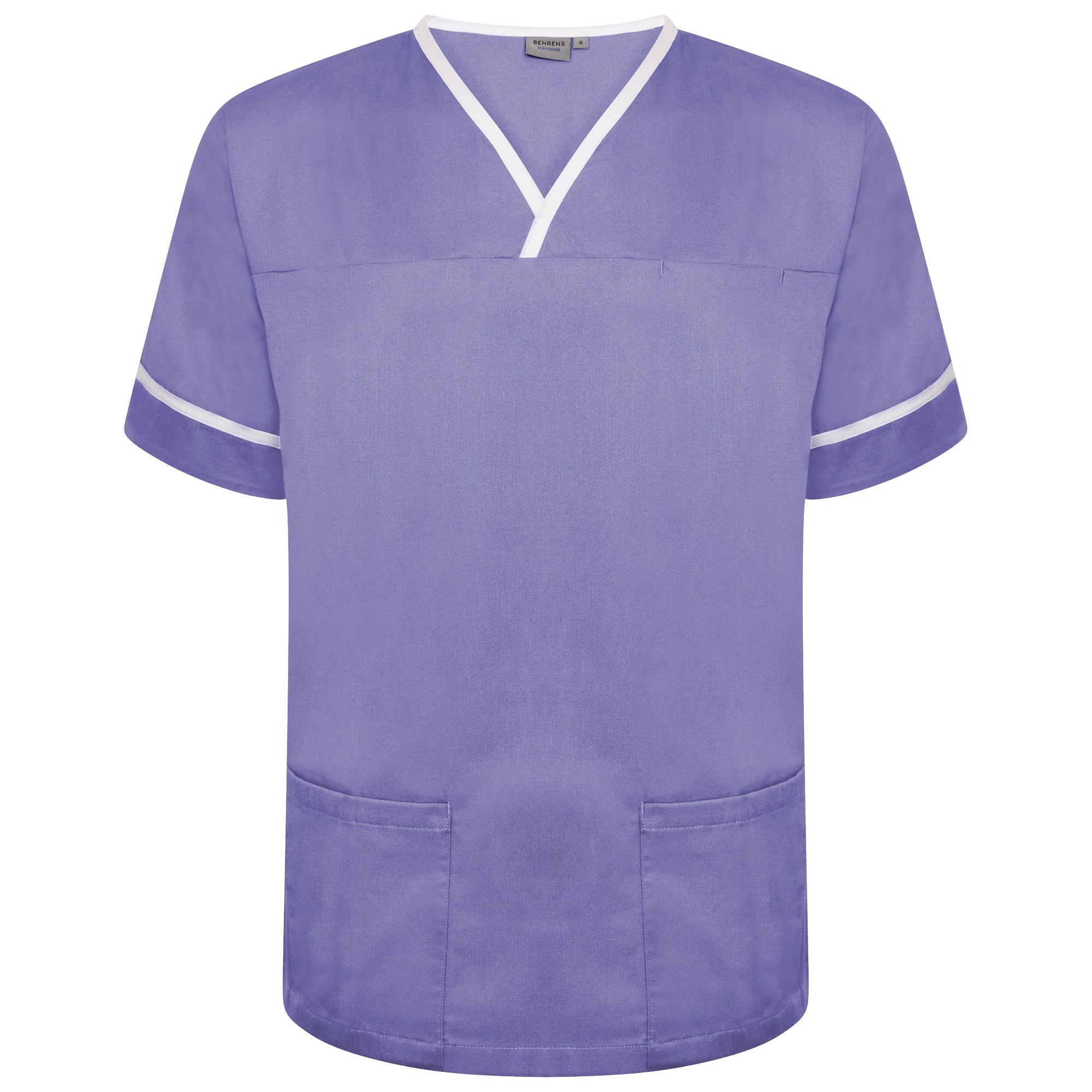 Contrast Trim Smart Scrub Top - Lilac/White Trim - L