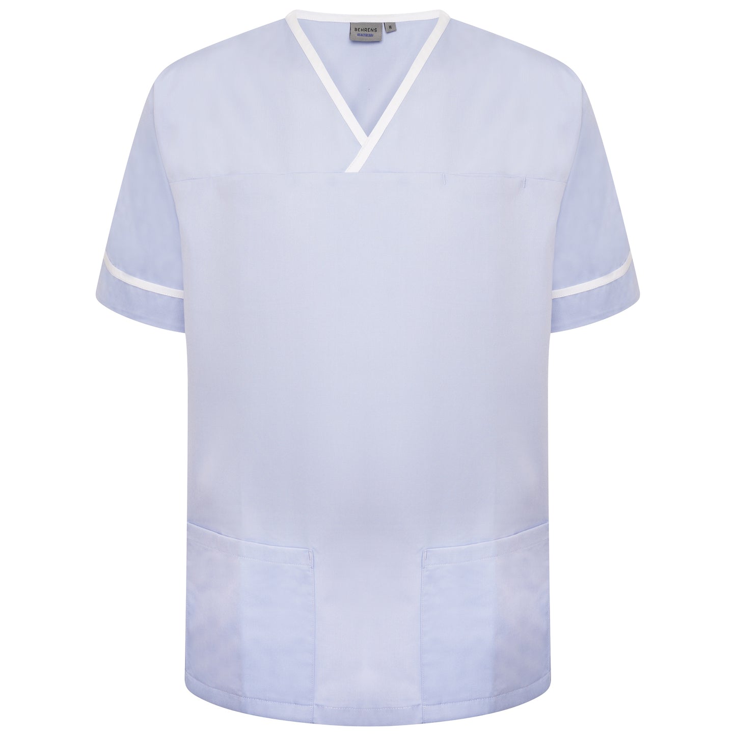 Contrast Trim Smart Scrub Top - Sky/White Trim - 2XL