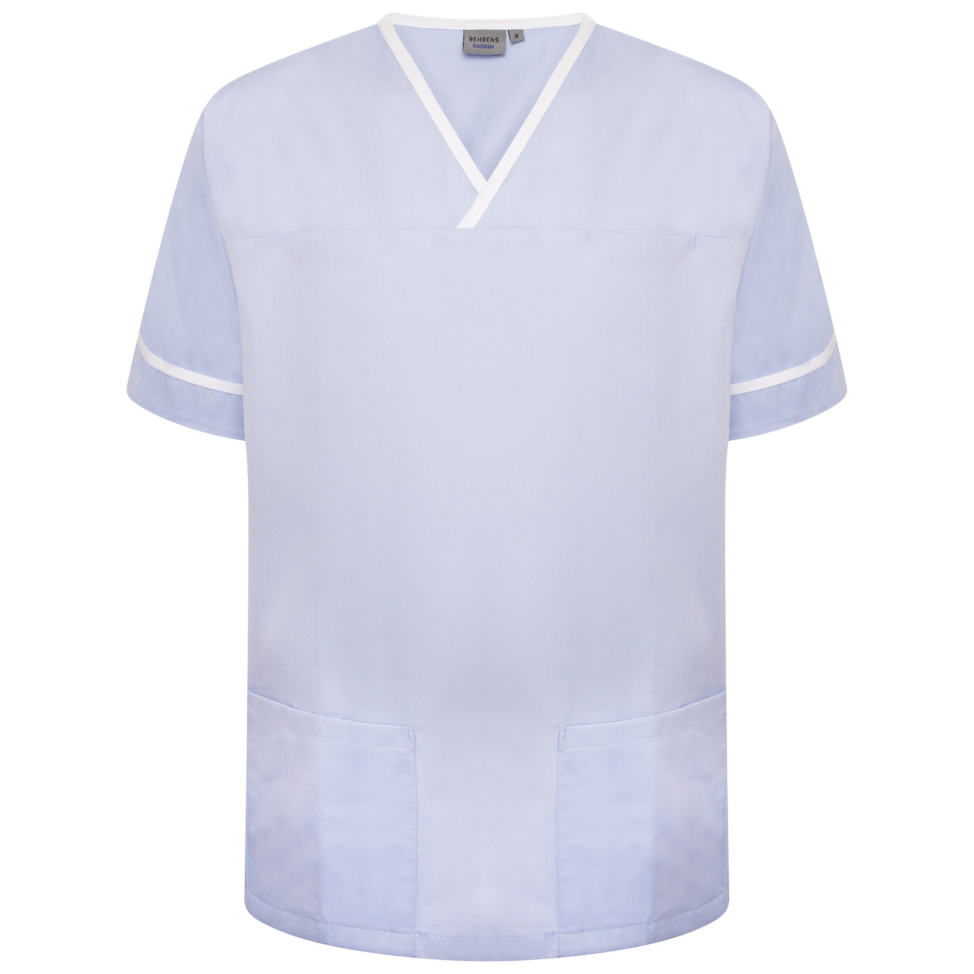 Contrast Trim Smart Scrub Top - Sky/White Trim - XL