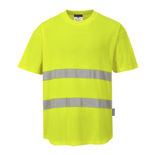Portwest Hi-Vis Cotton Comfort Mesh Insert T-Shirt S/S