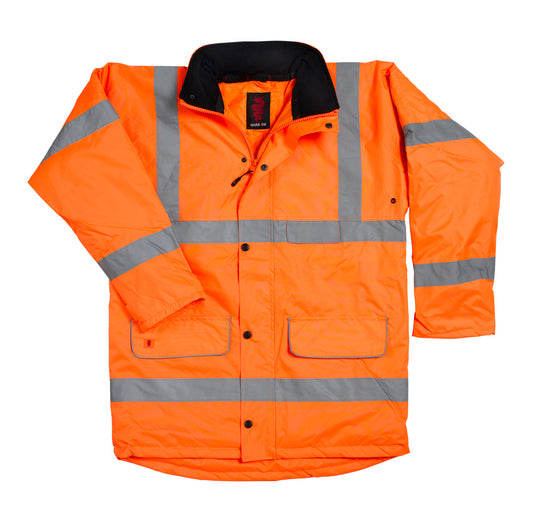 Warrior Hi-Vis Traffic Jacket Fleece Lined Collar