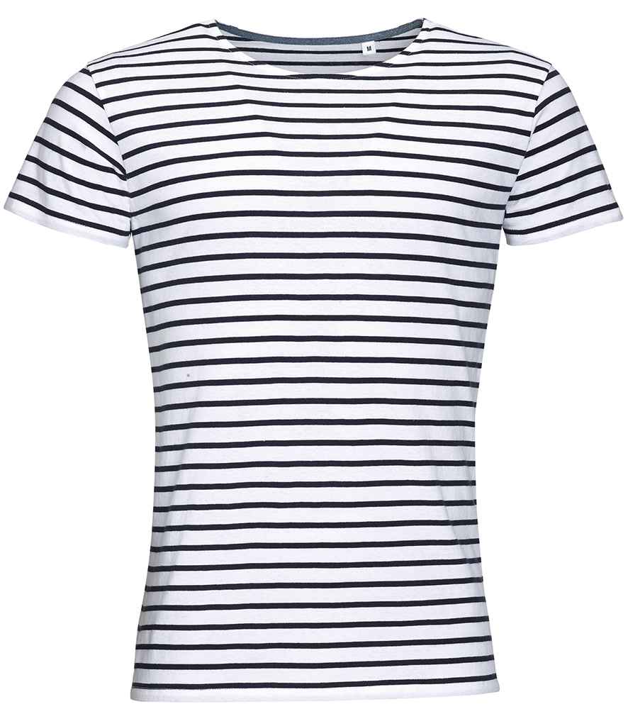 SOL'S Miles Striped T-Shirt | White/Navy