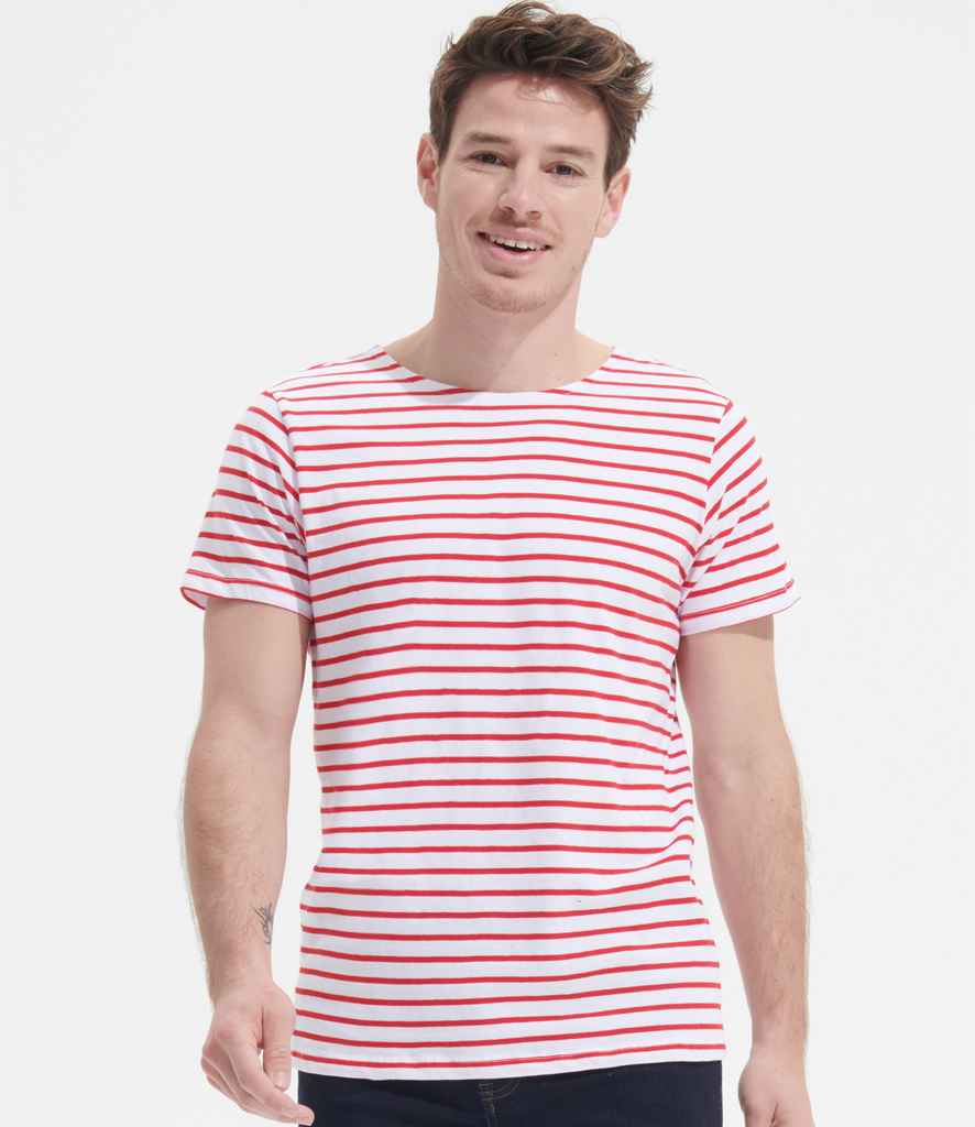 SOL'S Miles Striped T-Shirt | White/Red