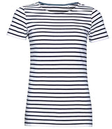 SOL'S Ladies Miles Striped T-Shirt | White/Navy thumbnail 1