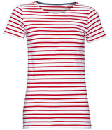 SOL'S Ladies Miles Striped T-Shirt | White/Red thumbnail 3