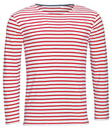 SOL'S Marine Long Sleeve Striped T-Shirt | White/Red thumbnail 1