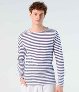 SOL'S Marine Long Sleeve Striped T-Shirt | White/Navy thumbnail 1