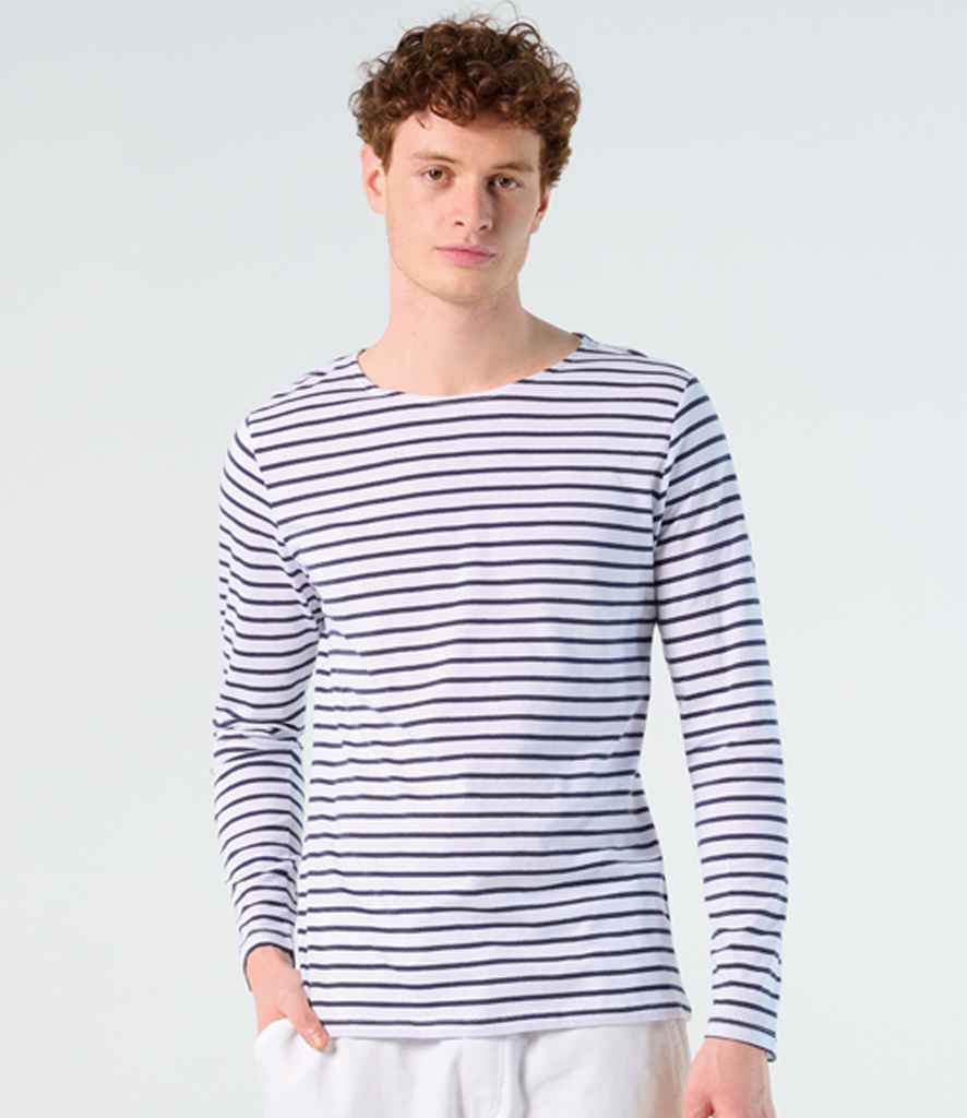 SOL'S Marine Long Sleeve Striped T-Shirt | White/Navy