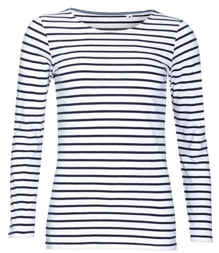 SOL'S Ladies Marine Long Sleeve Striped T-Shirt