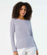 SOL'S Ladies Marine Long Sleeve Striped T-Shirt | White/Navy thumbnail 1