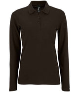 SOL'S Ladies Perfect Long Sleeve Piqué Polo Shirt | Black thumbnail 1