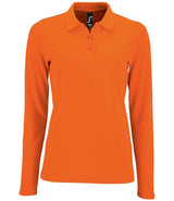 SOL'S Ladies Perfect Long Sleeve Piqué Polo Shirt | Orange thumbnail 1