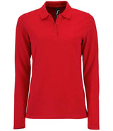 SOL'S Ladies Perfect Long Sleeve Piqué Polo Shirt | Red thumbnail 1