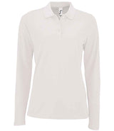 SOL'S Ladies Perfect Long Sleeve Piqué Polo Shirt | White thumbnail 2