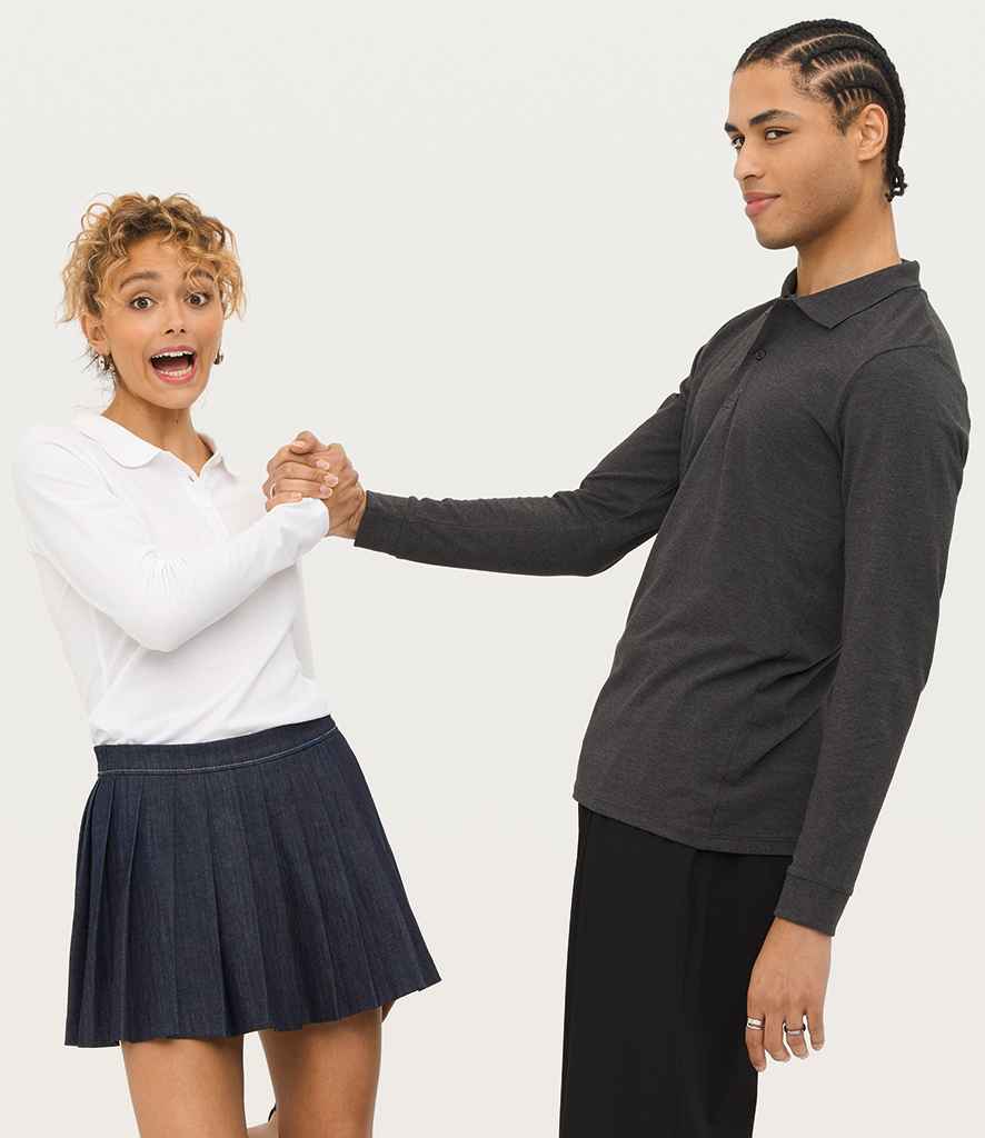 SOL'S Perfect Long Sleeve Piqué Polo Shirt | Charcoal Marl