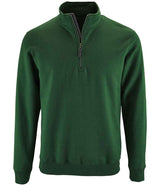 SOL'S Stan Contrast Zip Neck Sweatshirt | Bottle Green thumbnail 1