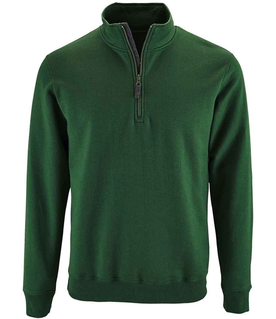 SOL'S Stan Contrast Zip Neck Sweatshirt | Bottle Green