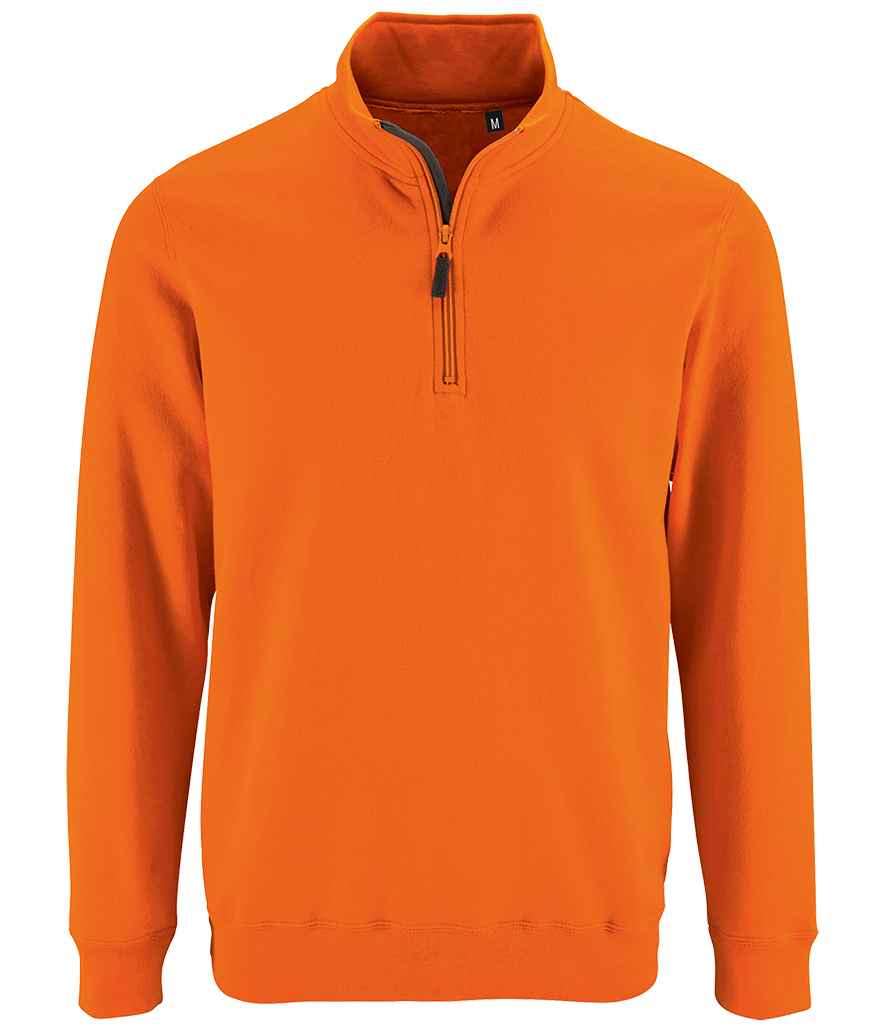 SOL'S Stan Contrast Zip Neck Sweatshirt | Orange