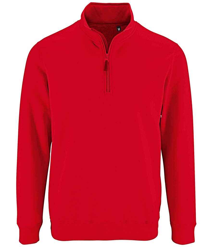 SOL'S Stan Contrast Zip Neck Sweatshirt | Red