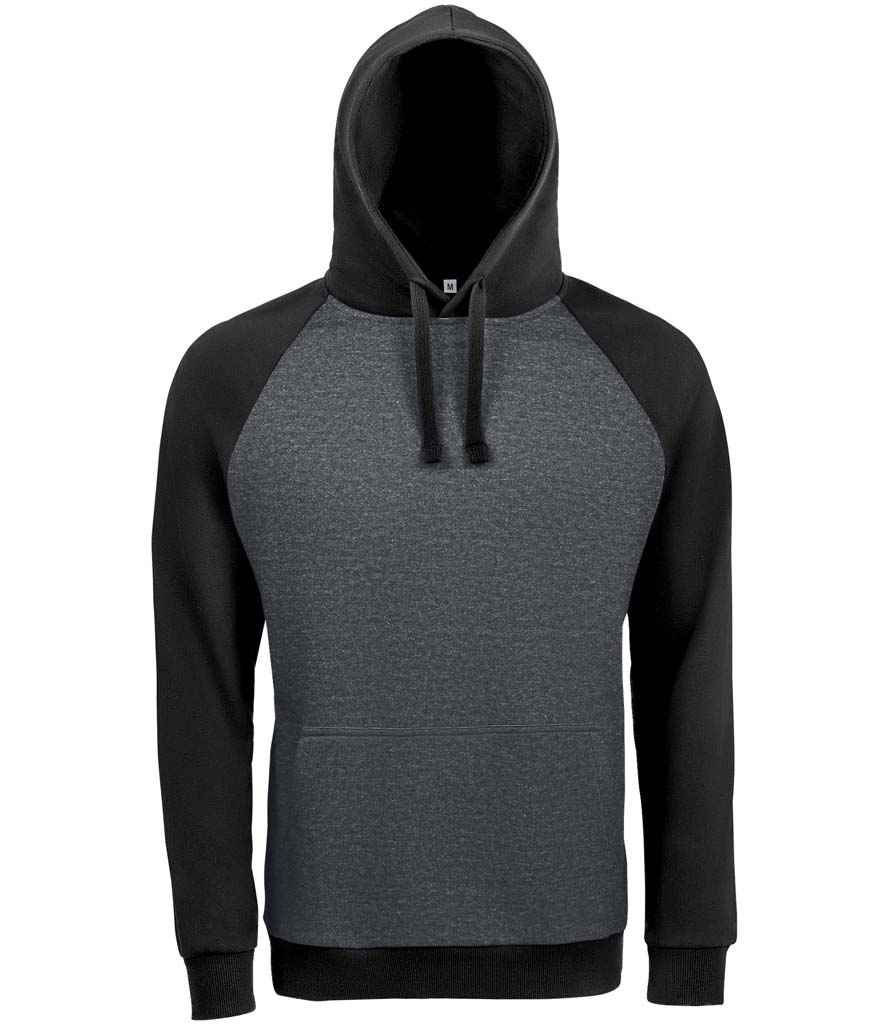 SOL'S Unisex Seattle Contrast Raglan Hoodie | Charcoal Marl/Black