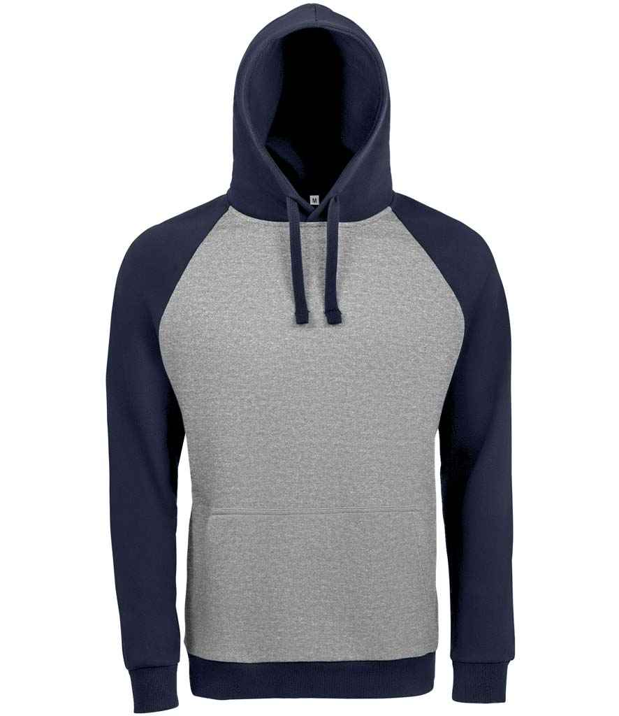 SOL'S Unisex Seattle Contrast Raglan Hoodie | Grey Marl/French Navy