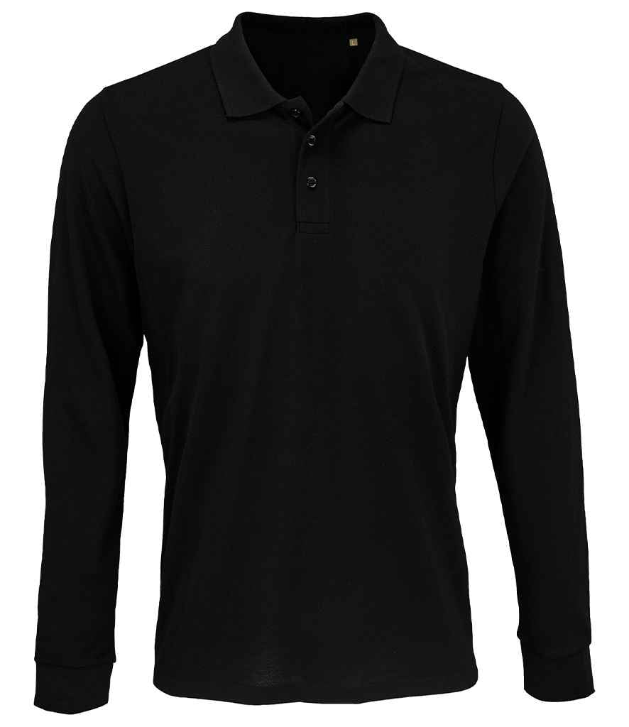 SOL'S Unisex Prime Long Sleeve Piqué Polo Shirt | Black