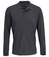 SOL'S Unisex Prime Long Sleeve Piqué Polo Shirt | Dark Grey thumbnail 1