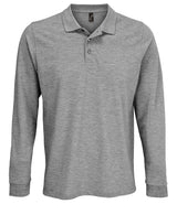SOL'S Unisex Prime Long Sleeve Piqué Polo Shirt | Grey Marl thumbnail 1