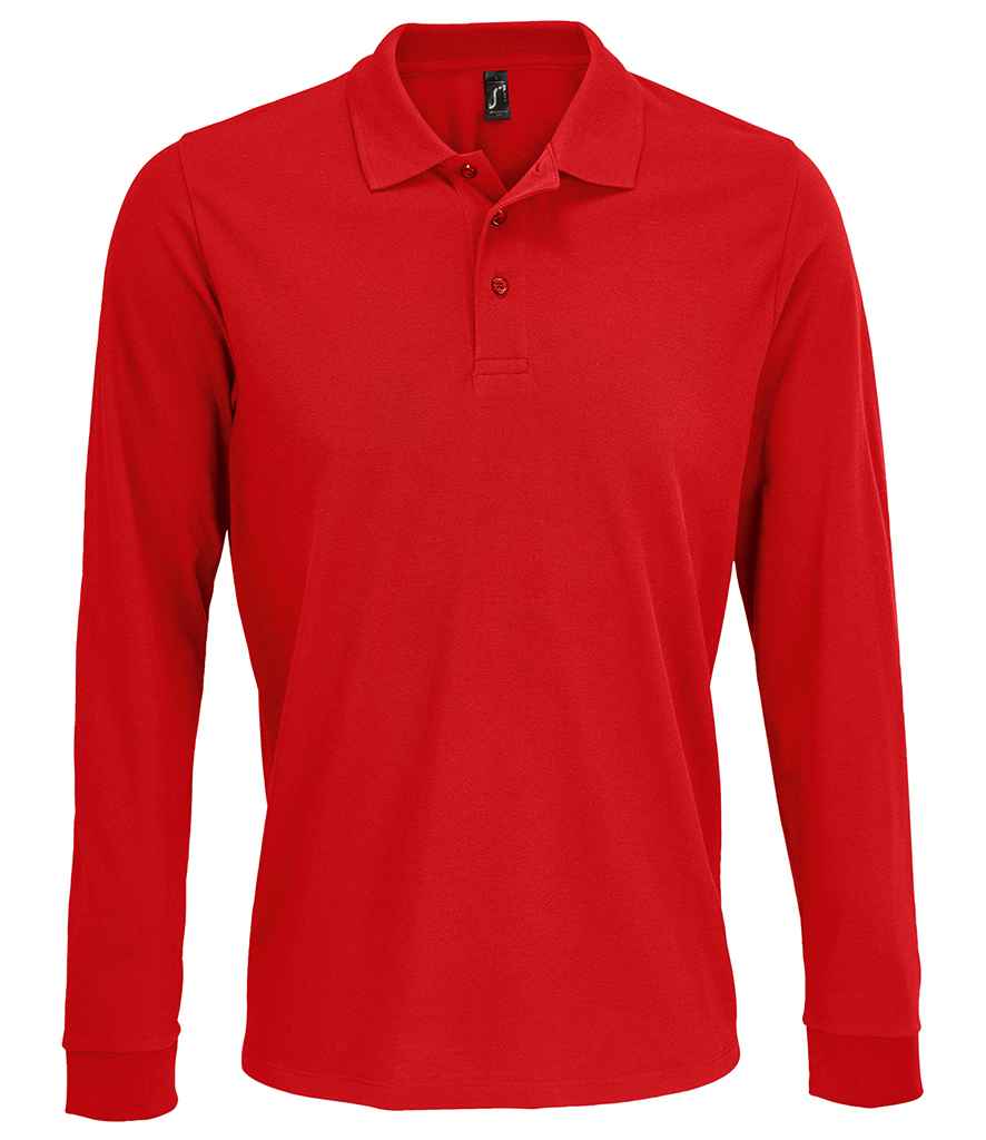 SOL'S Unisex Prime Long Sleeve Piqué Polo Shirt | Red