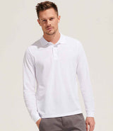 SOL'S Unisex Prime Long Sleeve Piqué Polo Shirt | White thumbnail 1