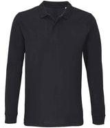 SOL'S Unisex Planet Long Sleeve Piqué Polo Shirt | Black thumbnail 1