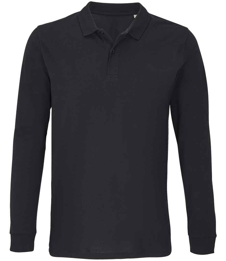 SOL'S Unisex Planet Long Sleeve Piqué Polo Shirt | Black