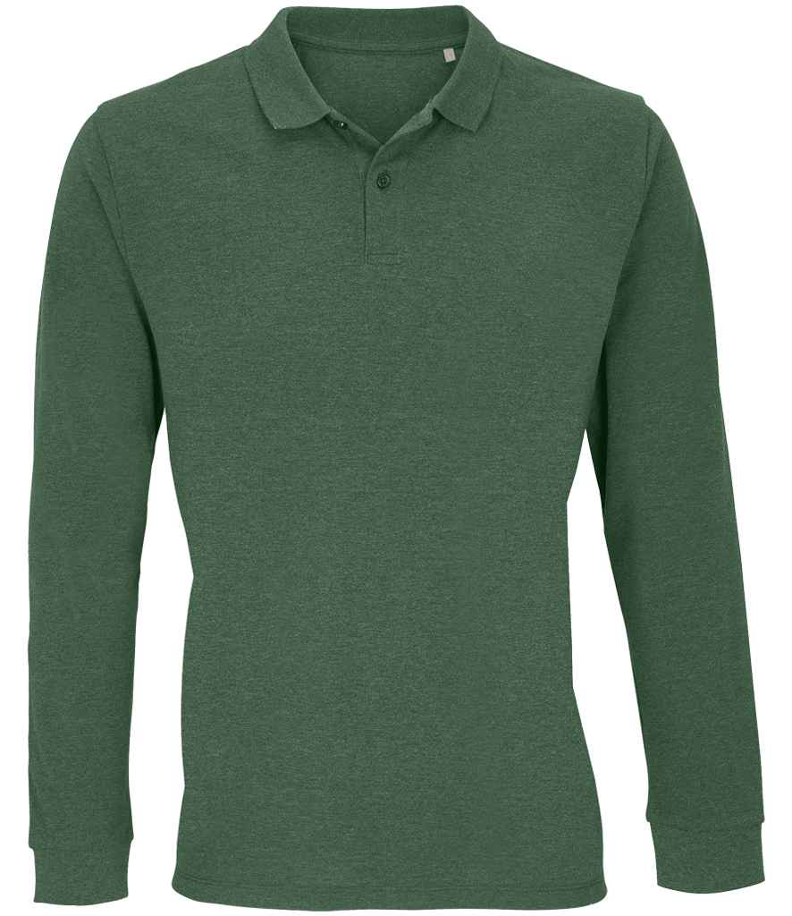 SOL'S Unisex Planet Long Sleeve Piqué Polo Shirt | Bottle Green