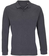 SOL'S Unisex Planet Long Sleeve Piqué Polo Shirt | Charcoal Marl thumbnail 1
