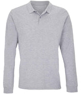 SOL'S Unisex Planet Long Sleeve Piqué Polo Shirt | Grey Marl thumbnail 1